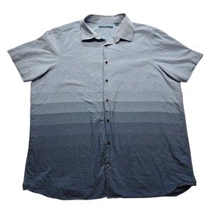 Perry Ellis Button Up Shirt Striped Blue Short Sleeve Men’s 2X